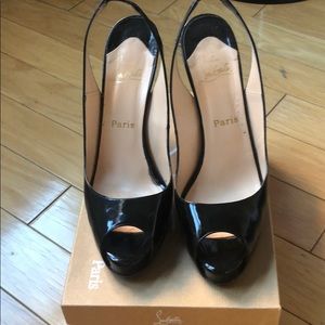 Christian Louboutin black patent slingback size 41